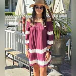 O’Neil Purple and White Tie-Dye‎ Midi Dress-size SMALL